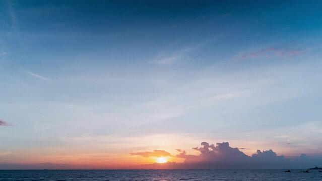 4k Aerial time lapse of Cloud with sunset sky background in Thailand,Cloudscape time lapse background Dark red purple sunset sky Nature background