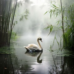 Obraz premium swan on the lake