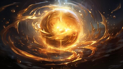 Golden Orb of Light: A Swirling Cosmic Energy Sphere