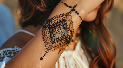 Bohemian Moroccan henna tattoo Amazigh design