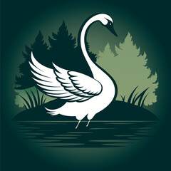 Obraz premium heron on water black silhouette logo svg vector, heron on water icon illustration.