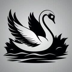 heron on water black silhouette logo svg vector, heron on water icon illustration.