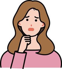 考える若い女性のイラスト
