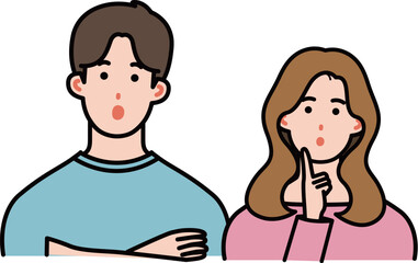 Obraz premium 悩む夫婦のイラスト