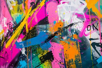 Fototapeta premium Graffiti-inspired splashes and sprays of vibrant colors