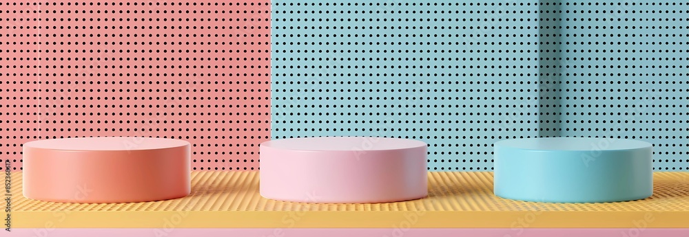 Aufkleber a set of colorful podium scenes with abstract dots and circular backgrounds for product display pres