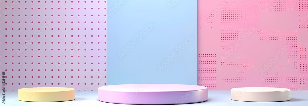 Aufkleber a set of colorful podium scenes with abstract dots and circular backgrounds for product display pres