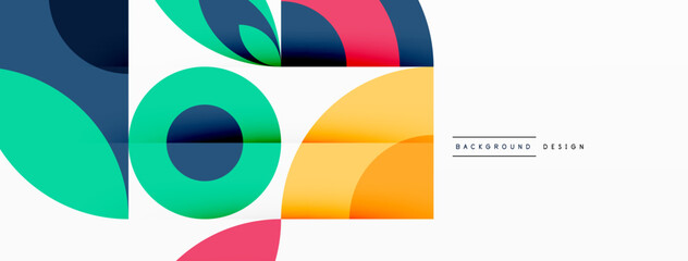 Obraz premium Circles and petals. Geometric beautiful abstract minimal template for Wallpaper, Banner, Background, Card, Book Illustration, landing page