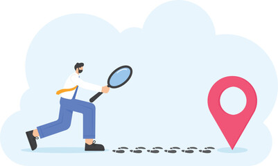 location tracker or gps tracker. a user searches and finds traces of the internet to find out the location. find pointers. lost device. application or software. illustration concept

