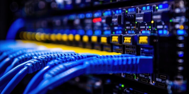 Close-Up of Network Cables in a Server Rack