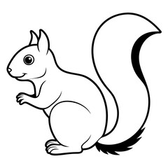 Simple Squirrel Line Art Vector Illustration  Minimalist Wildlife Design for Digital and Print.