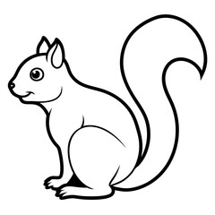 Simple Squirrel Line Art Vector Illustration  Minimalist Wildlife Design for Digital and Print.