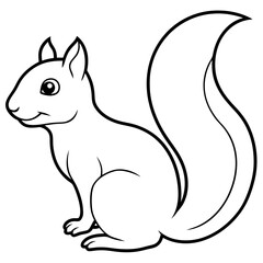 Simple Squirrel Line Art Vector Illustration  Minimalist Wildlife Design for Digital and Print.