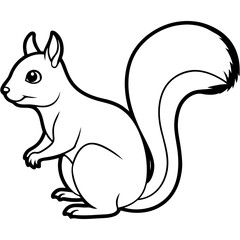 Simple Squirrel Line Art Vector Illustration  Minimalist Wildlife Design for Digital and Print.