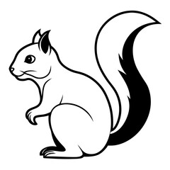 Simple Squirrel Line Art Vector Illustration  Minimalist Wildlife Design for Digital and Print.