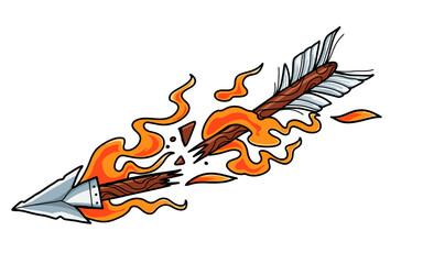 old school style burning arrow design art