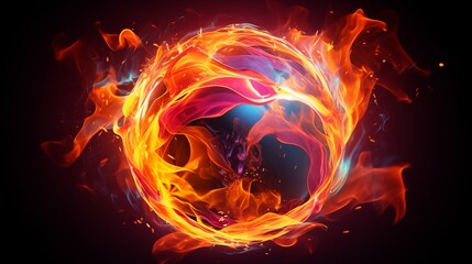 Dynamic Fiery Circle of Intense Energy and Vivid Flames