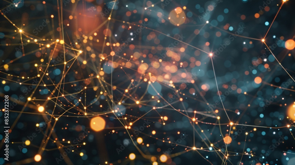 Poster abstract network with glowing points