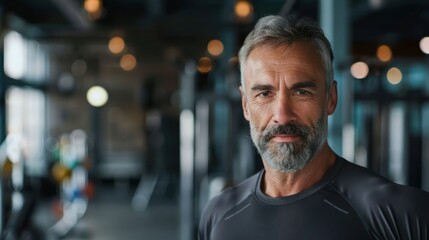 Fototapeta premium Fit healthy mature man after a workout at work. 