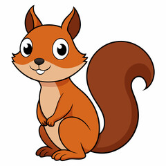 Charming Cartoon Squirrel Silhouette Vector - Perfect for Kids and Nature-Themed Designs.