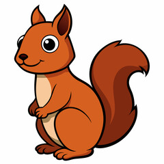 Adorable Squirrel Silhouette Vector Illustration - Cute Cartoon Animal with Big Tail