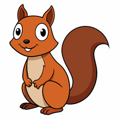 Adorable Squirrel Silhouette Vector Illustration - Cute Cartoon Animal with Big Tail