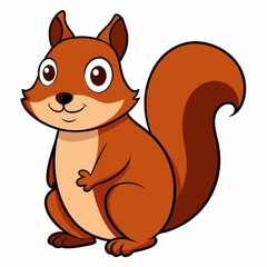Adorable Squirrel Silhouette Vector Illustration - Cute Cartoon Animal with Big Tail