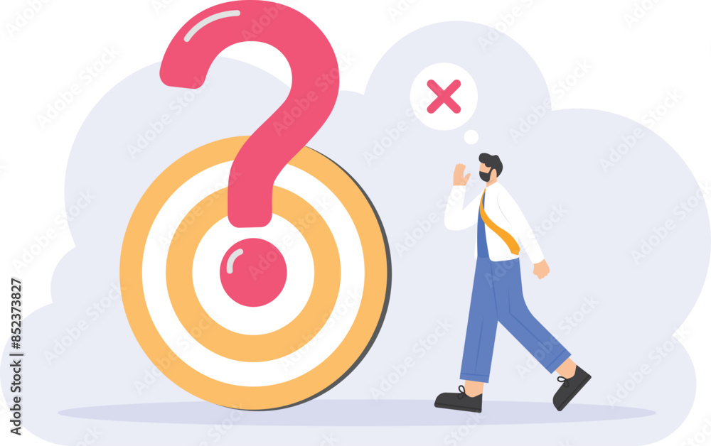 Poster a businessman confused to choose or set a target or goal. a man doesn't know how to set the right ta