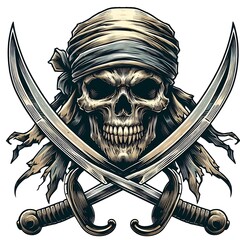 Naklejka premium pirate skull with the sword. generative ai
