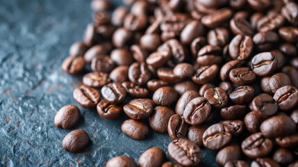 Fototapeta premium Coffee beans roasted and stacked on table