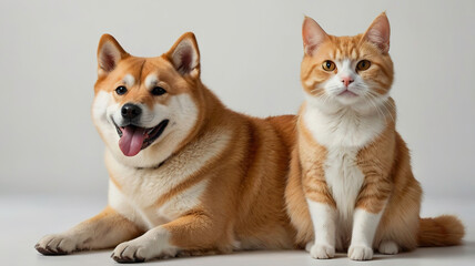 photo of dog and cat on white background