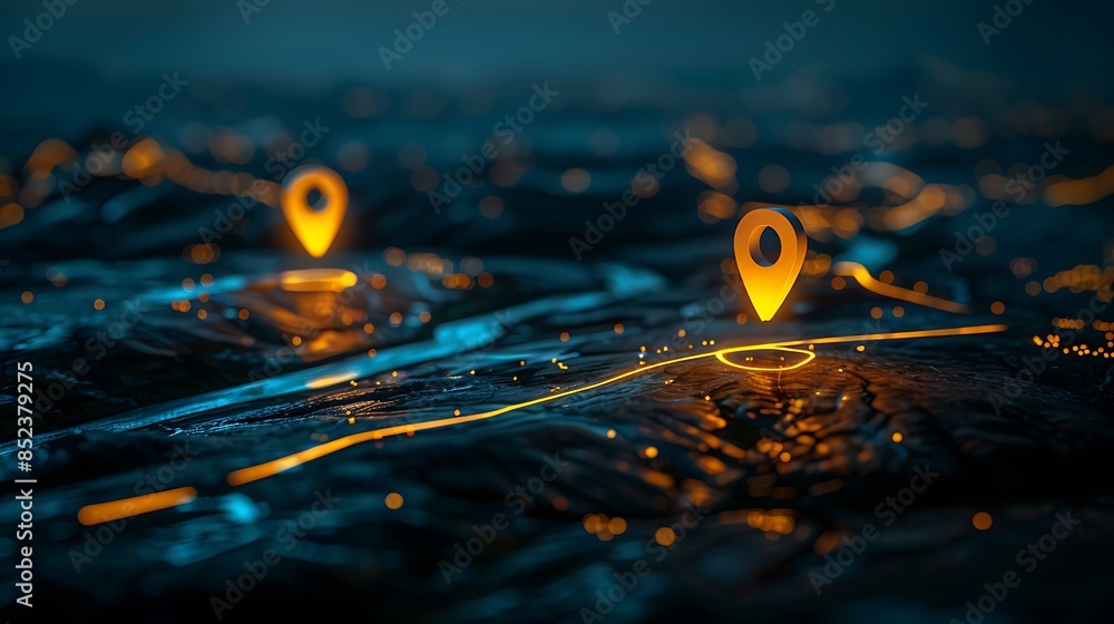 Poster gps position screen graphics on the world map