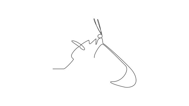 Animated self drawing of 
Butterflies are flying and will land on flowers video design illustration. Animal themes design concept in simple linear style. Beautiful animal with variance body colors.
