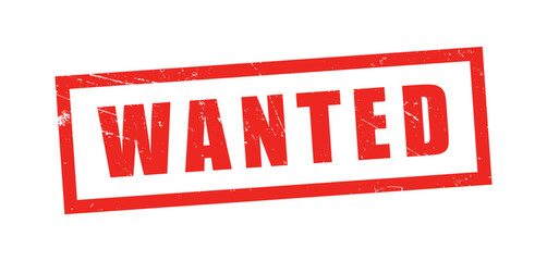 Wanted word red ink stamp vector. Criminal case. Work job hire offer sign. © Hero Design