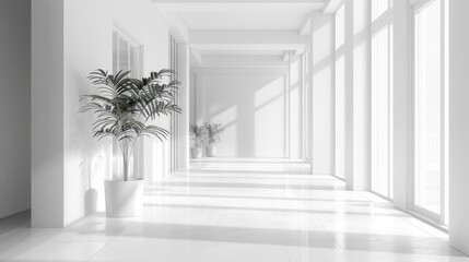 3D White Interior Background hyper realistic 