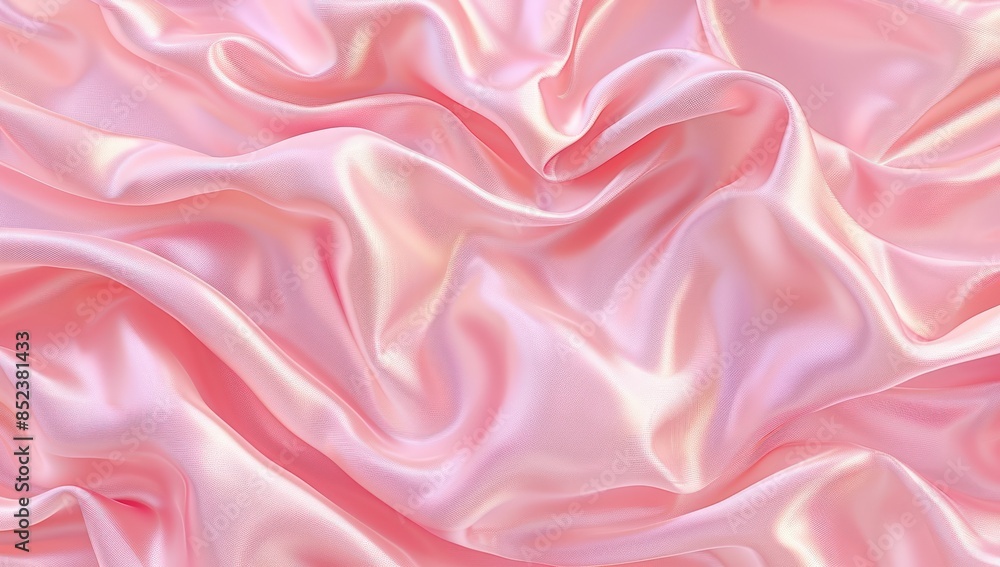 Poster a pink fabric with a shiny texture. the fabric is soft and smooth to the touch.