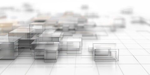 Abstract Glass Cubes on a White Grid