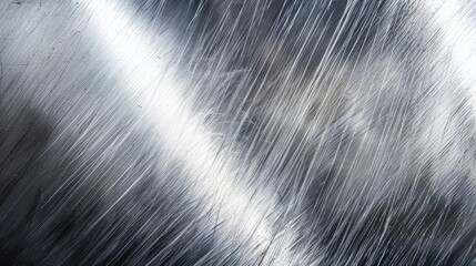 Metallic sheet with surface scratches steel or aluminum texture with chrome sheen