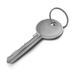 The key to the door of the silver color. Vector realistic illustration isolated on white background.