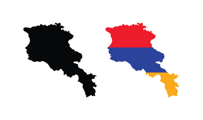 Vector Armenia Map. Map of Armenia with National Flag.
