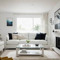 modern living room interior design with white sofa