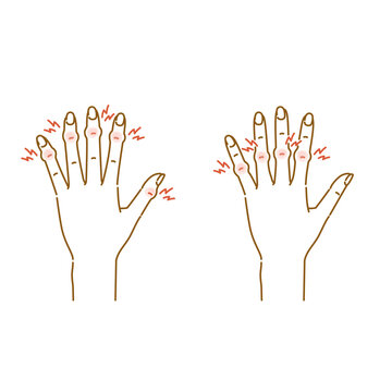 hands showing pain, red lines, white background clip art preview