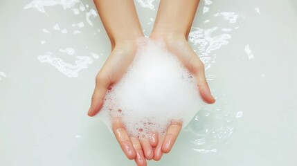 Fototapeta premium Hands Washing With Soap in a Sink