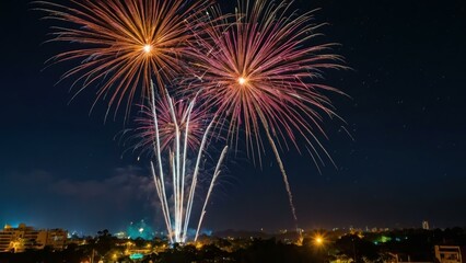 Fireworks lighting up the night sky in celebration
