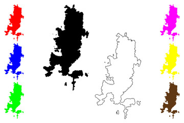 Caprera island (Sardinia, Italian Republic, Italy, Maddalena archipelago) map vector illustration, scribble sketch Caprera map