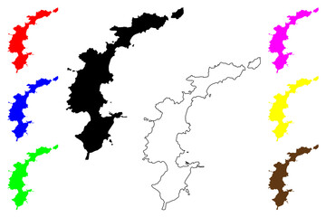 Ponza island (Sardinia, Italian Republic, Italy, Pontine Islands) map vector illustration, scribble sketch Ponza map