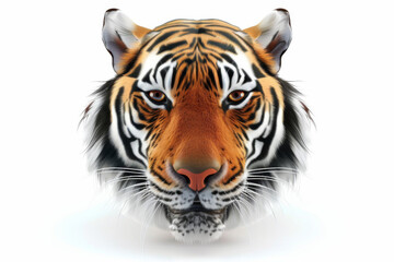 Obraz premium 3d cartoon tiger head icon isolated on white background