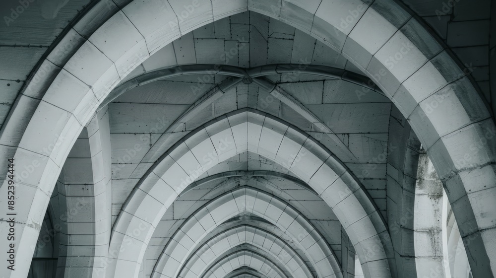 Wall mural stone archway.