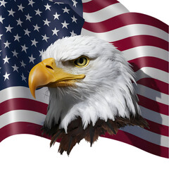 Bald Eagle With Usa Flag on a Transparent Background