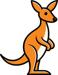 Cute Kangaroo Cartoon Vector Icon Illustration On White Background.